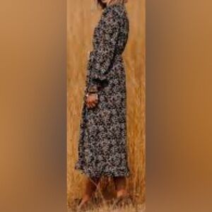 Three bird nest boho floral high neck  maxi Sz M